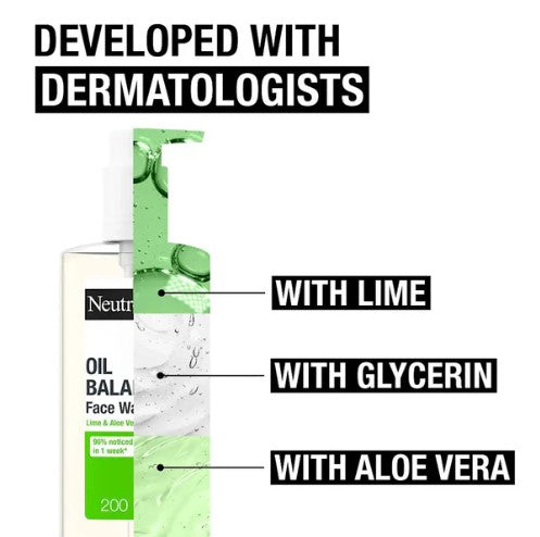 Neutrogena Facial Wash Oil Balancing With Lime & Aloe Vera Pump 200Ml
